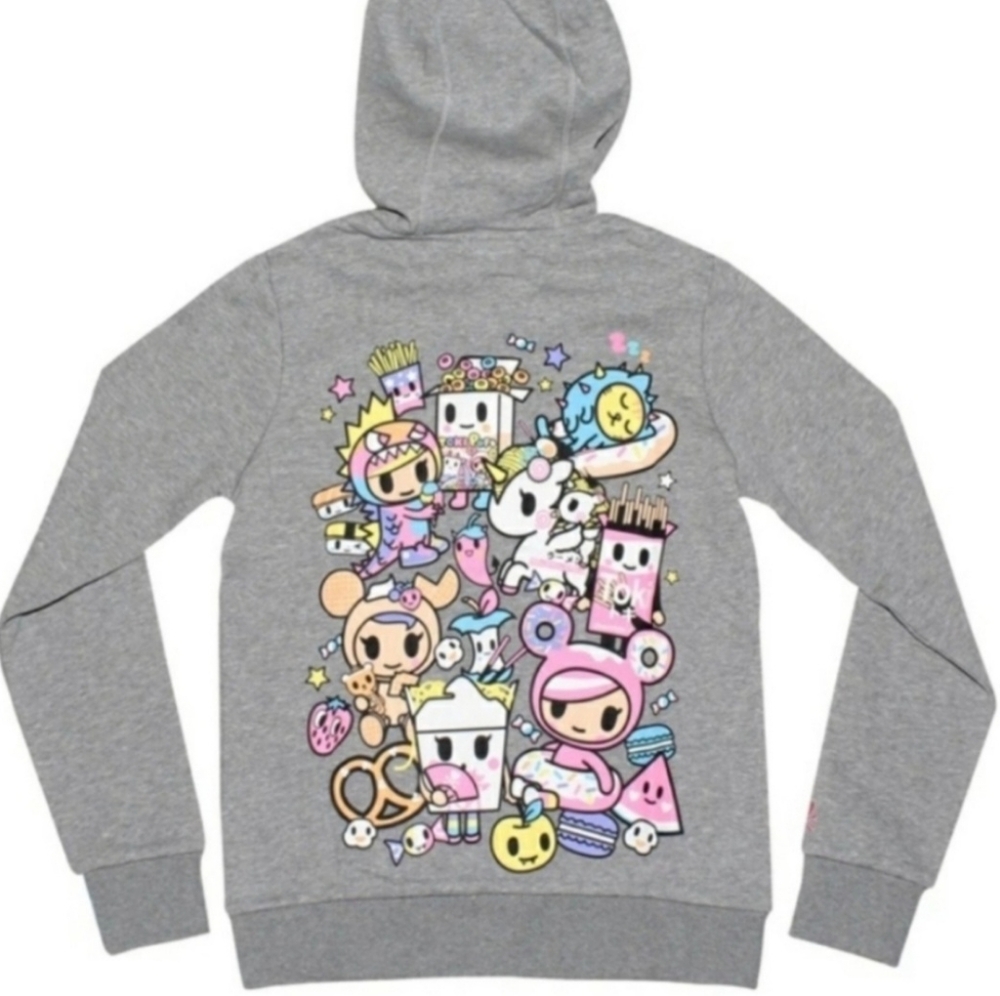 Tokidoki Candy hoodie gray pink zip EUC